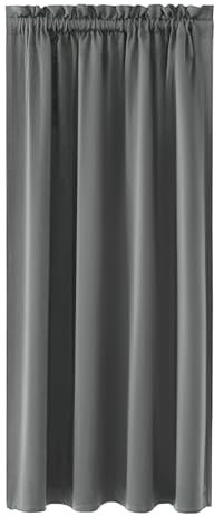 NAKIHOUSE Grey Blackout Curtains, Thermal Curtains 95 Inch Drop Slot Top Curtains, Single Curtain for Door Doorway Window Living Room Bedroom, 1 Panel
