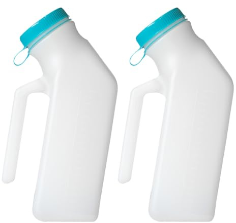 MedVance 1000ml Premium Portable Urinal for Men, Spill Proof Mens Urinal Bottle for Seniors, Urine Bottles for Men, Travel & Car Urinals, Bedside & Nighttime Use, Truck Driver Essentials, (2 Pack)