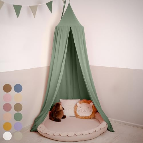 lilimaus Sänghimmel – baldakin för barnrum – 100 % bomull muslin – himmel för babysäng, barnsäng eller gosshörn – babyrumsdekoration – gåva för flickor och pojkar