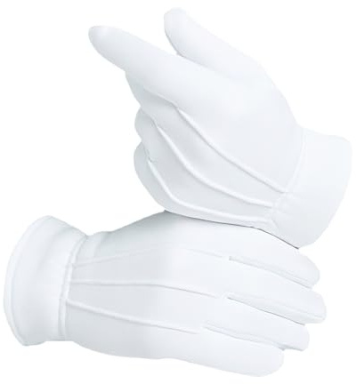 Cielasis White Cotton Gloves Men Costume Stitched Uniform Gloves for Wedding Formal Tuxedo Party, Coin Jewelry Inspection Gloves, Men Uniform Glovesfor Police Server Funeral Formal Tuxedo Guard