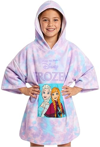 Disney Stitch badhandduk med huva för barn och tonåringar absorberande ombytesrock poncho handduk för simning bad dusch strandhandduk semester nödvändigheter (lila/blå fryst, 5-9 år)