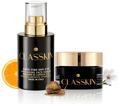 Siero+Crema Viso Alla Bava Di Lumaca Bio - Skincare completa,Anti-Eta' ,Antirughe, Idratante e Rivitalizzante per Pelle piu Giovane con Acido Ialuronico,Niacimide e Vitamina C ,Donna Uomo 50ml.
