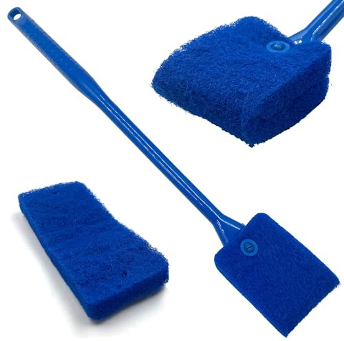 TDBS The Dustpan and Brush Store Fish Tank Cleaning Sponge, Reusable Double Sided Fish Tank Cleaner Plant Algae Scraper Long Handle Aquarium Glass Cleaner (40 cm) Free Sponge Refill Included!