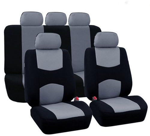 WODHMIEY Fundas asientos coche universales de 5 plazas, apta para fundas asientos coche universales delanteros y traseros con reposacabezas, resistente al desgaste y antideformación (Gris)