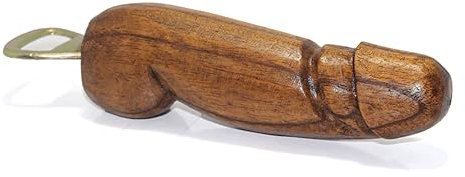 Décapsuleur en bois, fabriqué à la main, cadeau amusant et festif (marron, 15,2 cm)