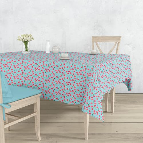 Gilania - Tovaglia Antimacchia - Super Resistente - Rettangolare - Lavaggio Facile (Ciliegie, 140x240cm)