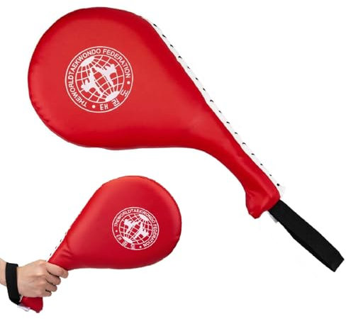 Taekwondo Kick-Pads,Doppel-Kick-Pads,Trainingspads für Karate,Taekwondo Pratzen,Taekwondo Karate Kickboxing Ziel Kick Pad,PU Leder Boxpad Schlagepolster Fußtechniken (Rot)