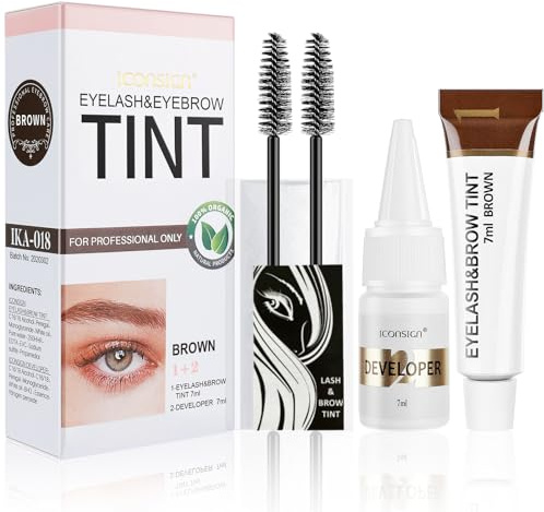 Duoffanny 2-In-1 Eyelash & Eyebrow Color Kit, Professional Lash & Brow Coloring Kit, Brow Color & DIY Hair Coloring for Salon & Home Use 7ml (Brown)