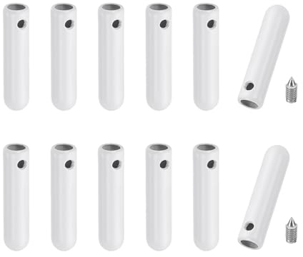 PATIKIL 12 st skosnöre spetsar med skruv, legering 25 mm cylindriska aglets skor spetssnören ändspets lock ersättning, Vitt, 25mm