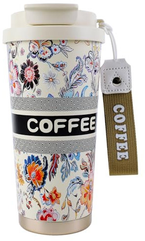 EACHPT Taza Termo Cafe para Llevar,Taza de Viaje de café con Aislamiento de 500ml,Acero inoxidable de doble pared,a Prueba de Fugas y sin BPA,Taza de viaje de taza de café Portátil con Pajita oculta