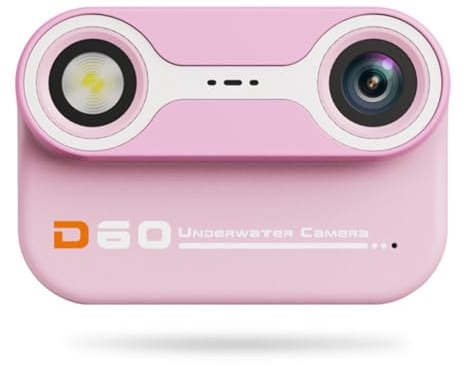 Kznifmk Telecamera impermeabile per bambini, fotocamera subacquea, 3 metri, impermeabile e dopo, doppia fotocamera, nuoto all'aperto, rosa
