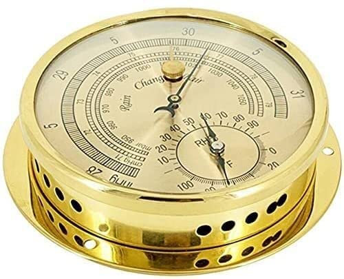 SFQEVHRZ Barómetros， Barómetro aneroide de 15 cm, 3 en 1, Temperatura, Humedad y presión del Aire, for hoteles, almacenes y oficinas(Gold)