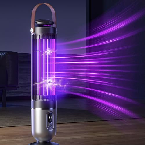 FanFuGuo® Lampe Anti Moucherons Anti Moustique Mouche Rechargeable, Lampe UV et veilleuse 2 en 1 avec capteur crépusculaire, Anti Insectes Volants Tue Mouche Electrique Intérieur et extérieur (Black)