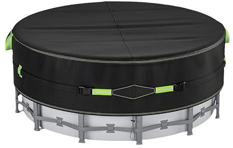 Copertura per Piscina Rotonda 365 cm, Copri Piscina Fuori Terra in Oxford 600D con Corda Antivento, Copertura Invernale Resistentente alla Pioggia e Raggi UV, per Tutta la Stagione