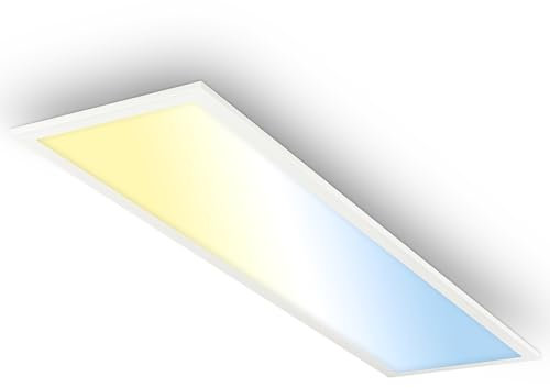 BRILONER - Pannello LED con telecomando, dimmerabile, CCT, IP44 resistente agli spruzzi, pannello soffitto, pannelli LED, pannelli soffitto, pannelli luminosi, luce panello, 100x25x6 cm, bianco