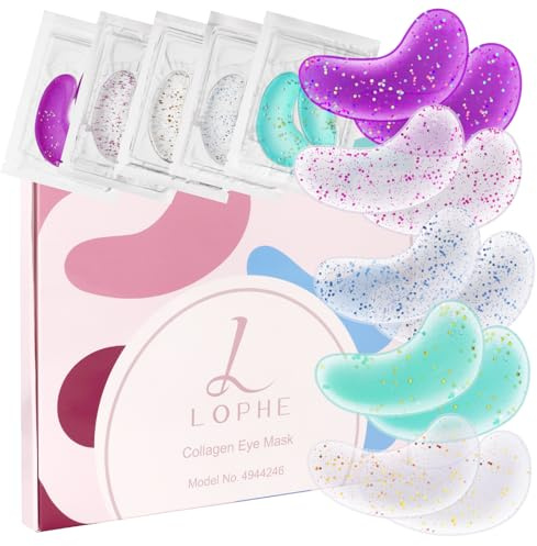 LOPHE Eye Pads 30 Paare, Eye Patches Kühlende und Erfrischende, Augenpads Gegen Augenringe Feuchtigkeitsspendend, Reduzieren Falten(Mit Pailletten)