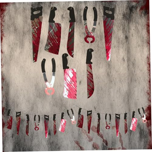 Bannières de drapeau avec des couteaux sanguins de 8 pcs, 2set d'accessoires couteaux sanglants d'Halloween, décoration 'Halloween effrayante pour la décoration la fête