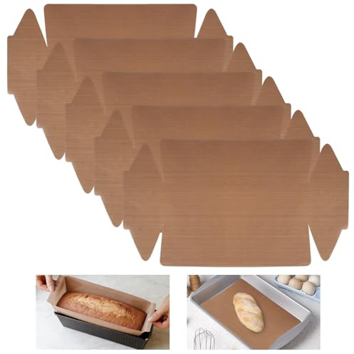 Set da 5 Carta Forno Riutilizzabile per Stampi Rettangolari,Alta Qualità Senza Pfas e BPA, Resistente al Calore 230°, Rivestimento Antiaderente, Tagliabile per Forno, Teglia, Stampo,43 * 24 cm