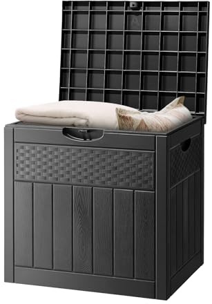 Bonnlo Garden Storage Box 126L, Waterproof Parcel Box Outdoor with Lid, Plastic Storage for Deliveries, Patio Cushions, Garden Tools, Black