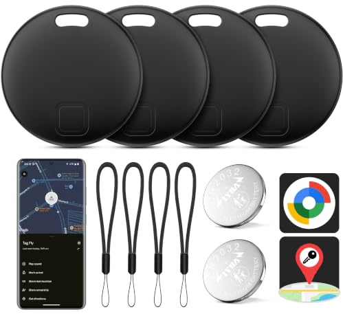 Air Tracker Android Lot de 4, 2026 Smat Tracker Localisateur D’Objets Bluetooth Fonctionne avec l’app Google Localiser(Uniquement Android), Air Smart Traceur pour clés,Valise, Bagages (Noir)