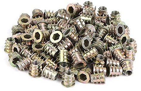 M4/M5 Hex Nut Threaded Zinc Alloy Internal Locking Feature Wood Furniture Fastener(M5 x 10,100 st)