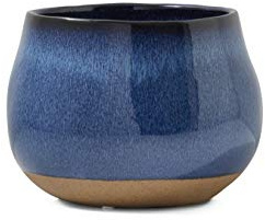 Serene Spaces Living Dark Blue Potter's Ceramic Vase, Decorative Pottery Vases for Flowers Ideal for Shelf Decor at Home or Weddings, Measures 6 Tall and 8.5 Diameter
