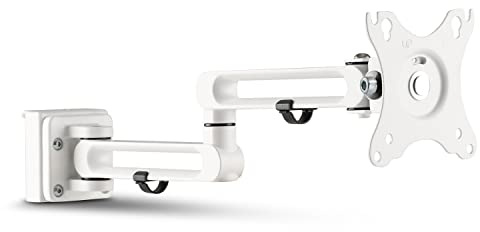 Inline Slatwall – Monitor Halterung lang, Wandhalterung für das Slatwall System, Wand- oder Tischmontage, Schreibtisch Mount für 17-32 Bildschirm, VESA 75/100mm weiß 23183B