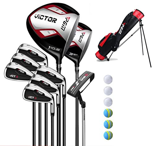 Lot complet de 9 clubs de golf pour débutants droitiers, manche en graphite, avec sac de transport