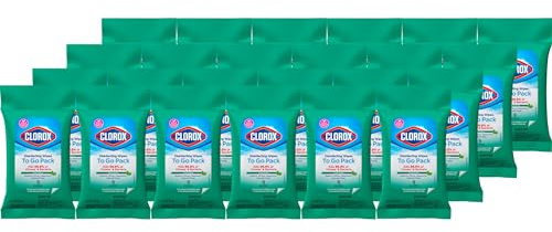 Clorox Disinfecting Wipes To Go Pack, Bleach Free, Fresh Scent, 9 Count, Pack of 24 (Pack May Vary)