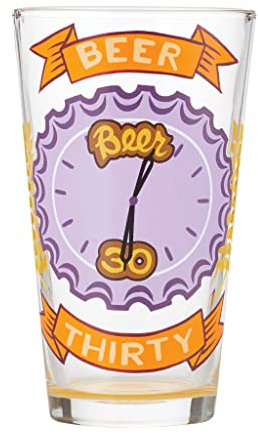 Enesco Designs by Lolita Beer Thirty Clock Verre à bière artisanal peint à la main Multicolore 473 ml