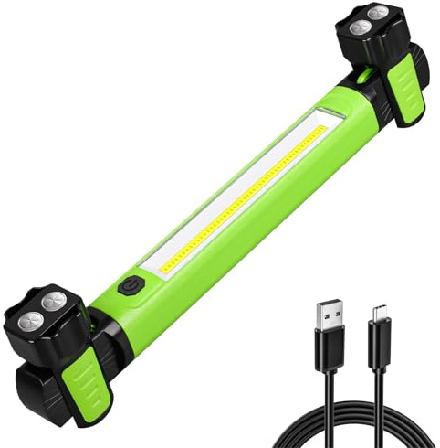 Work Light, 2500LM Bright LED Work Lights, 5200mAh Rechargeable Magnetic Underhood Work Light with Hooks, Cordless Battery Powered Mechanic Light for Car Repairing/Inspection/Garage/Workshop/Emergency