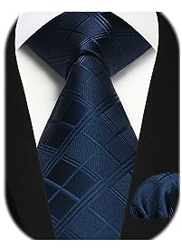 Enlision Corbatas para Hombre y Pañuelo Azul Comprobar Hombres Corbata & Plaza Bolsillo Conjunto para Boda Fiesta Clásico de Business Corbata