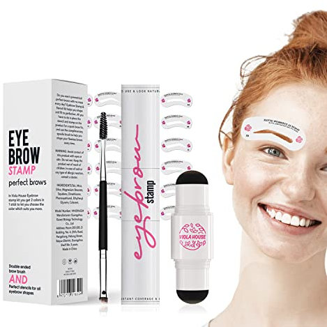 VIOLA HOUSE Augenbrauen Stempel, 2 Farben in 1 Brauenstifte Puder, Ansatzpuder Fleckfreies für Dünner Werdendes Haar, Wasserfestes, Lang Anhaltendes Augenbrauenfärbepulver. (Hellbraun & Dunkelblond)