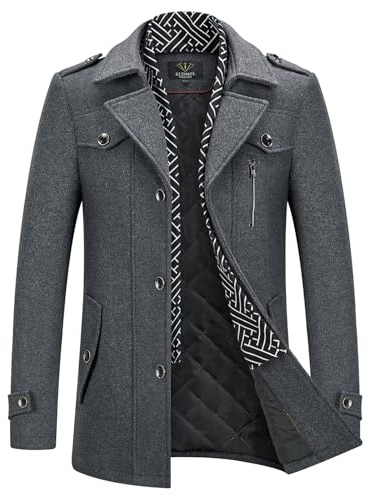 KUDMOL Manteau Homme en Laine Hiver Chaud Trench-Coat Homme | Caban Pardessus Épais Business Slim Fit Overcoat