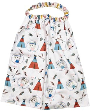 Serviette de Cantine - Serviette de Table XXL pour Enfant - Tour de Cou élastique - Personnalisable (imperméable) - Double Face/réversible - Ourson et tipi