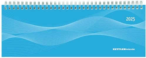 Tisch-Querkalender PP-Cover blau - Kalender 2025 - ZETTLER Kalender - 1 Woche 2 Seiten - Format 29,7 cm x 10,5 cm