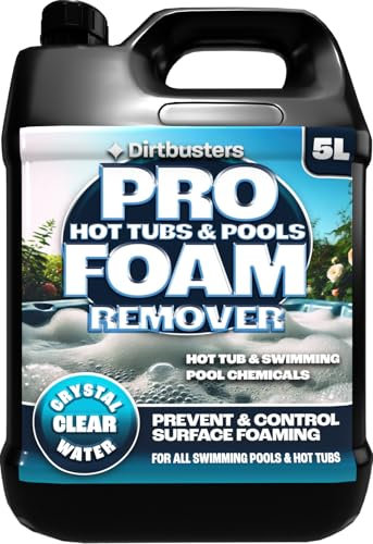 Dirtbusters Pro Foam Remover For Hot Tub (5L) Spa & Swimming Pool, Effective Anti Foam Hot Tub Chemicals For Instant & Easy Results, Suitable For All Hot Tubs & Spas