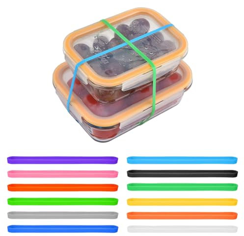 SULIUDAJI 12 Pezzi Elastici Colorati in Gomma Fasce Elastiche Siliconica Grande Elastico in Silicone Elastici in Gomma Larghi per Cartelline Libri 20 x 1,5 cm