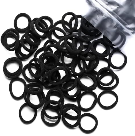 100 PCS Baby Hair Ties,Mini Seamless Black Hair Bands Soft Elastics Ponytail Holders Hair Ties for Girls and Kids, Small Seamless Hair Bands Elastic Ponytail Holders Toddler Hair Tie(Black)