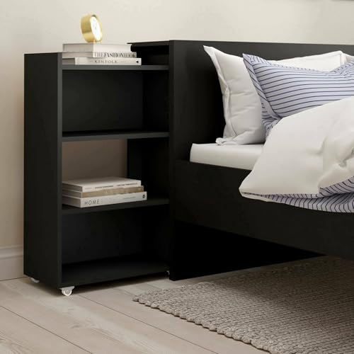 Dmora Mesita Felicite, cómoda Baja, Mesa de Noche, Estante de Cama, 165 x 26 x 80 cm, Negro