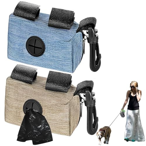DWFEYOI Confezione da 2 dispenser sacchetto, supporto cane per escrementi, dispenser portatile adatto a qualsiasi guinzaglio