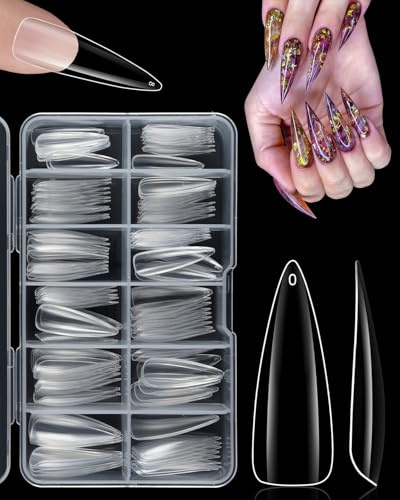 CULEB 120 Pezzi Nail Dual Forms Mold,Forma di Goccia Acqua Trasparente,12 Diverse Dimensioni Finte con Unghie Trasparente,per Ragazze Donne Nail Art Design Salon
