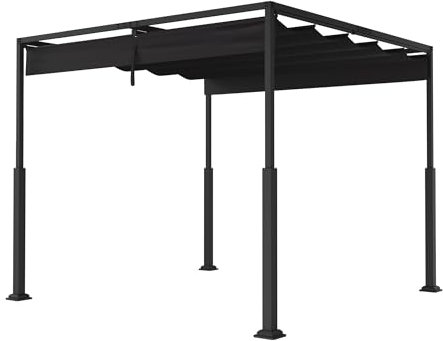 FIVMEN Pergola 3x3 m Terrassenüberdachung Überdachung Wasserdicht Stabil Winterfest Pavillon Gartenpavillon mit Verstellbaren Schattenbereichen Sonnenschutz für Garten Terrasse & Balkon, Schwarz