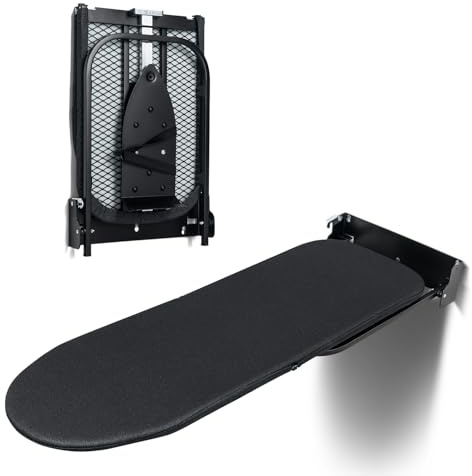 Duwee Tabla de planchar montada en la pared con soporte de hierro, armario plegable con cubierta resistente al calor, tabla de hierro plegable compacta para espacios pequeños, negro, 32 x 93 cm