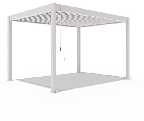 Weide Deluxe Pavillon 3x4 m stabil aus Aluminium - Pergola freistehend mit Lamellendach - Garten Sonnenschutz - Wetterbeständig wasserdicht Winterfest - Gartenpavillon in Ivory Sand