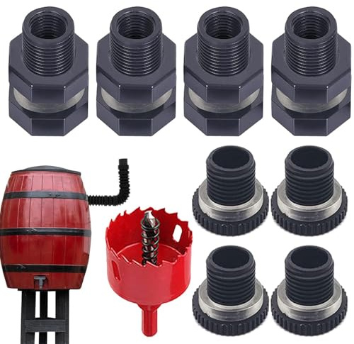 Kit de espiga de barril de lluvia - Adaptador de jardín a prueba de fugas, accesorio de conector de manguera | Válvula de flujo de agua multifuncional duradera para barriles de lluvia Acuarios Tanks B