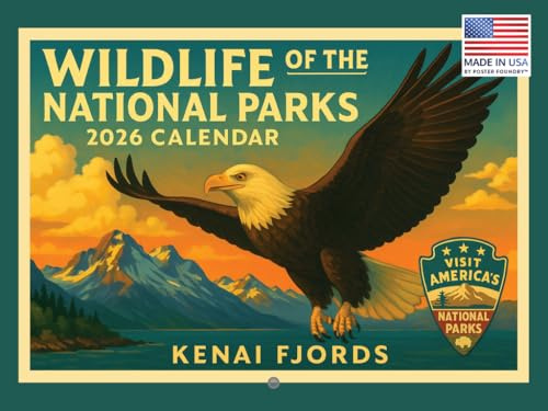 National Parks Wildlife Vintage Travel Poster Calendar 2026 Monthly Wall Calender 12 Month | American Made In The USA