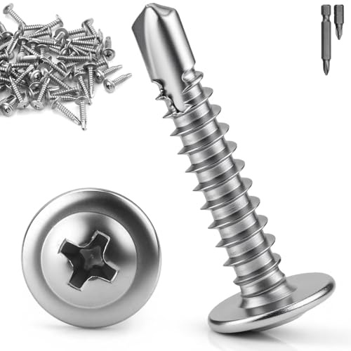 mawmuaw Tornillos Autorroscantes Acero Inoxidable M4,2x13 mm, 80 Piezas Tornillo Roscachapa Inoxidable 410 Cruz Tornillos Autotaladrantes Metal para Madera Aluminio Acero Chapa