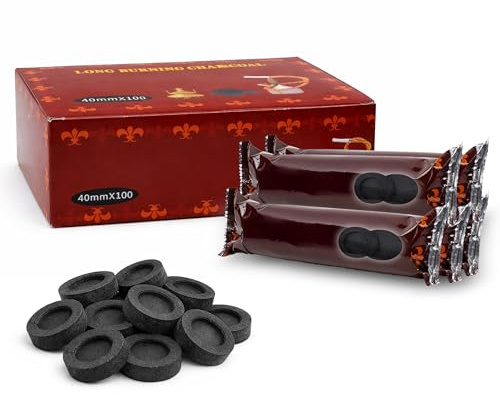 BESCH Carbón 40mm para Incienso – 100 Discos Pastillas de Carbón de Combustión Duradera – Calor Estable y Bajo Humo – Compatible Aromaterapia y Quemadores de Incienso