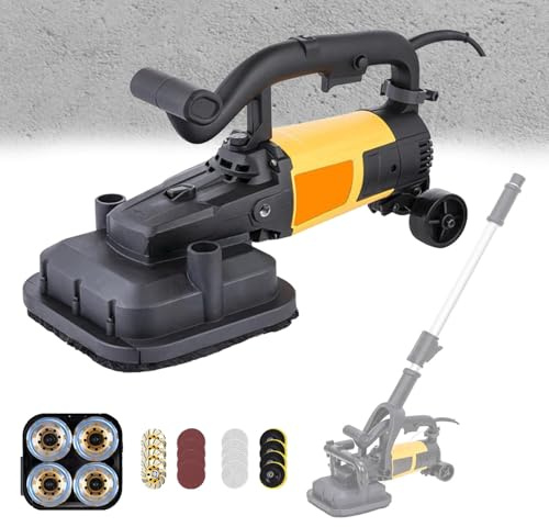 Máquina pulidora eléctrica, amoladora de hormigón de 3800 W con control de 6 velocidades para pulir piedra, descalcificación de metal, eliminación de Thinset, incluye poste de extensión y aspiradora